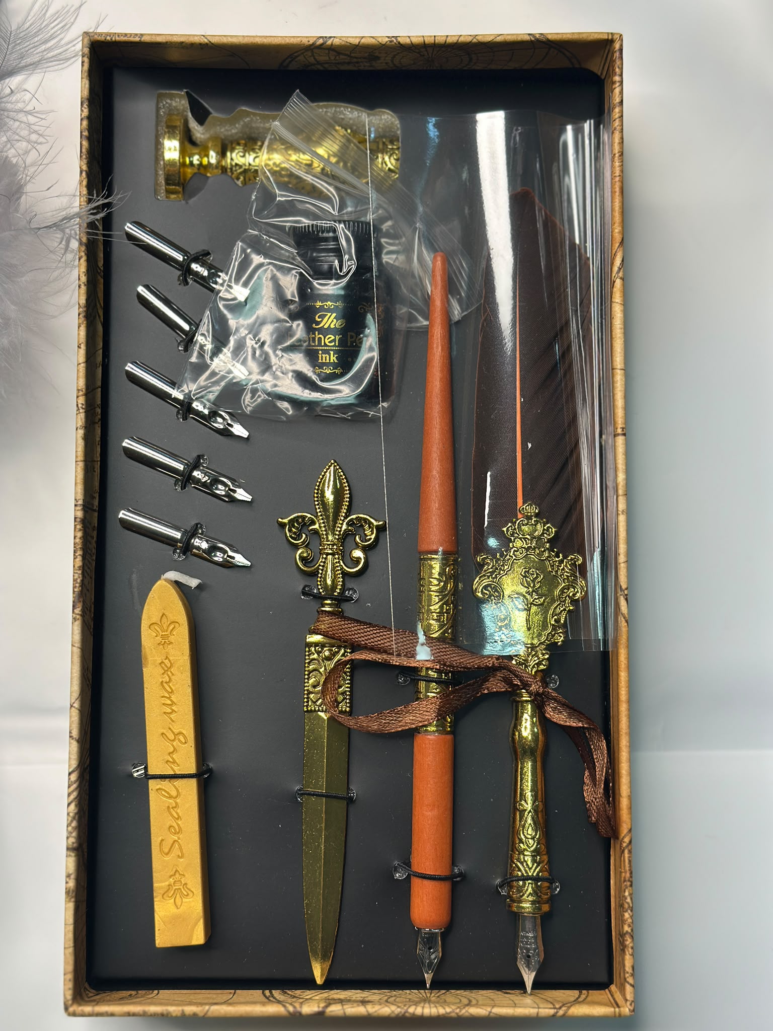 Set caligrafie regal cu toc de lemn
